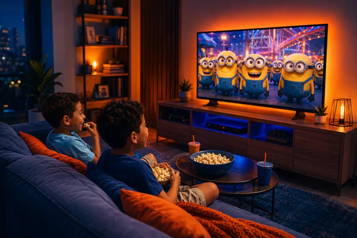 Crianças assistindo desenho no Disney+